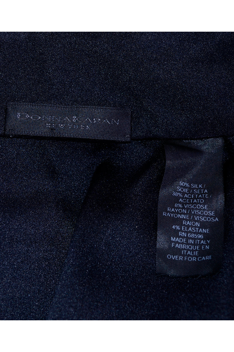Donna Karan Vintage Bodysuit Blouse in Black Silk Blend with French Cuffs