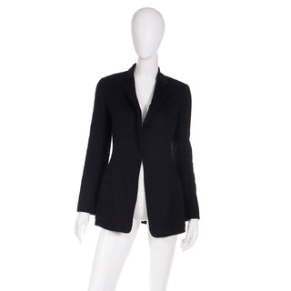 1990s Donna Karan Black Cashmere Open Front Vintage Blazer Jacket