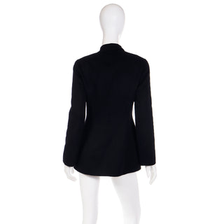 1990s Donna Karan Black Cashmere Open Front Blazer Jacket Small