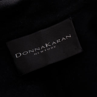1990s Donna Karan New York Black Cashmere Open Front Blazer Jacket