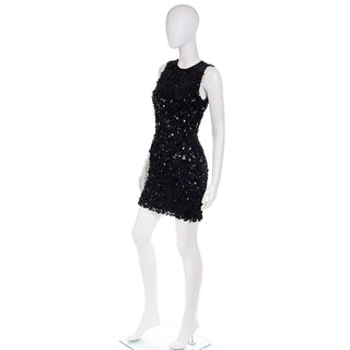 1990s Donna Karan DKNY Dangle Bead Dress w Diamond Paillettes S