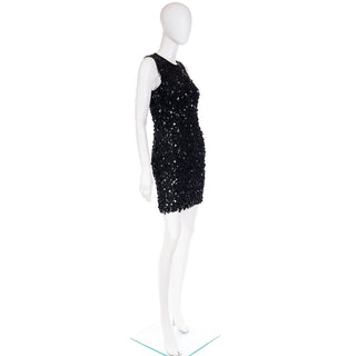 1990s Donna Karan DKNY Dangle Bead Evening Dress w Diamond Paillettes