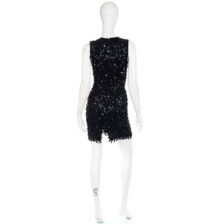 1990s Donna Karan DKNY Dangle Bead Silk Dress w Diamond Paillettes 