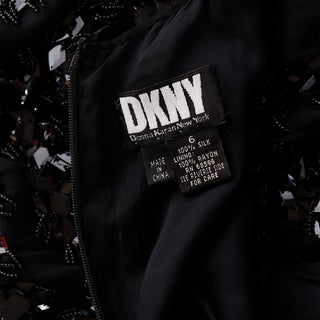 1990s Donna Karan DKNY Dangle Bead Dress w Diamond Paillettes Size 6
