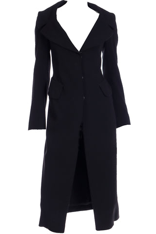 1990s Donna Karan Collection Black Wool Coat