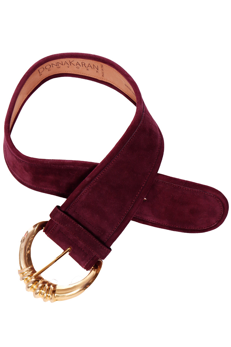 Donna Karan New York Purple Suede Belt w Robert Lee Morris Buckle – Modig