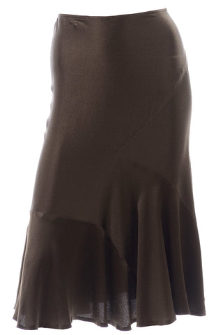 Donna Karan Vintage brown silk bias cut skirt
