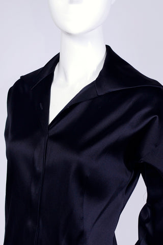 Woman's size 8 vintage black silk blouse Donna Karan 1990's