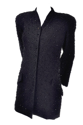 Donna Karan Embroidered Beaded Black Jacket Blazer