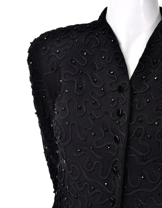 Evening Donna Karan Embroidered Beaded Black Jacket Blazer vintage