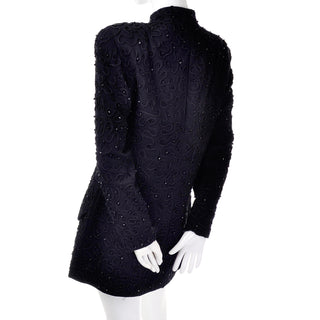 Vintage Donna Karan Embroidered Beaded Black Jacket Blazer