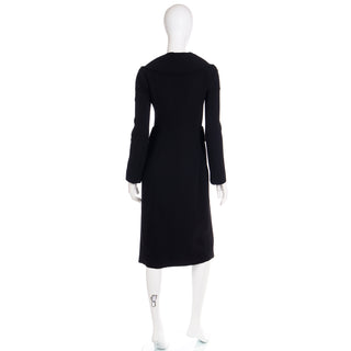1990s Donna Karan Collection Black Wool Coat Size S
