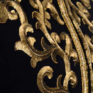 1990s Donna Karan Baroque Black Jacket w Gold embroidered Sequins Vintage Blazer