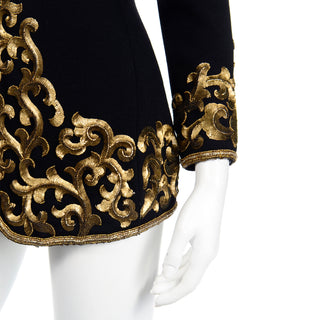 1990s Donna Karan Baroque Black Jacket w Gold embroidered Sequins Vintage Designer jacket