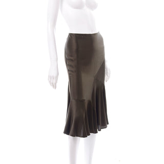 Medium Donna Karan Vintage brown silk bias cut skirt 