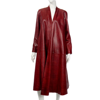 1990s Vintage Red Leather Long Coat