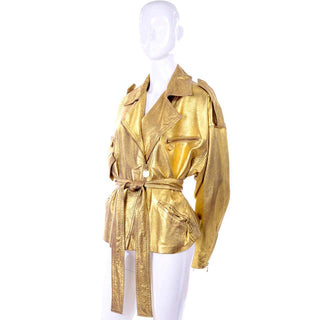 Donna Karan gold vintage leather jacket oversized large
