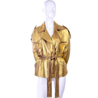 Vintage Donna Karan gold distressed leather jacket