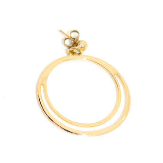 Double Hoop Earring in Gold Tone w Textured Edges