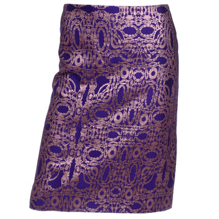 Dries Van Noten Purple and Metallic Rose Gold Jacquard Skirt