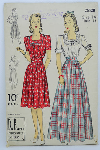DuBarry 2652B 1940s Dress Skirt Blouse Pattern