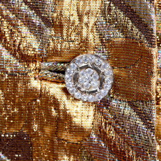Rhinestone Buttons on Vintage Dynasty Gold Long Dress