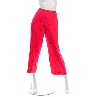 1960s Dynasty Red Silk Floral Pajamas