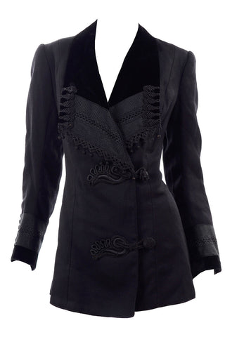 Black Edwardian Jacket Mourning Suit Velvet Trim