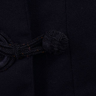 Edwardian Black Wool Jacket w/ Braid & Tassels & Velvet Trim