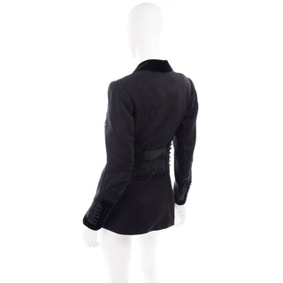 Black Wool Vintage Edwardian Women's Long Jacket