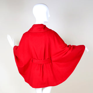 1990s Ellen Tracy Red Wool Circle Cape