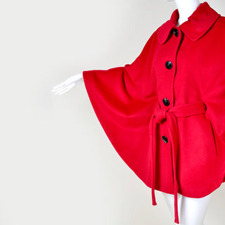 Small or Medium Red Wool Vintage Short Cape