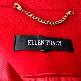 1990s Ellen Tracy Red Wool Vintage Cape S/M