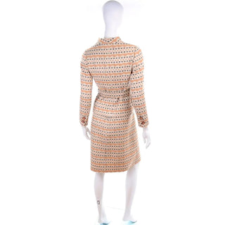 1970s Vintage Emanuel Ungaro Knit Dress & Jacket Suit in Orange & Gray Print Rare designer vintage outfit
