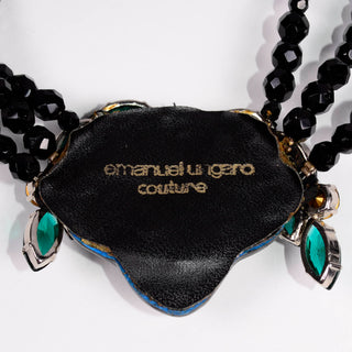 Emanuel Ungaro Couture Choker Black & Green Vintage Statement Necklace Rare designer jewelry