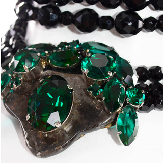 Rare Emanuel Ungaro Couture Choker Black & Green Vintage Statement Necklace Runway