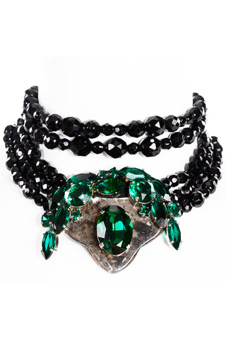 Emanuel Ungaro Couture Choker Black & Green Vintage Statement Necklace