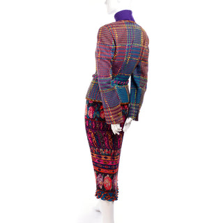 Multi-Colored Tweed Blazer Vintage Emanuel Ungaro Skirt Ensemble