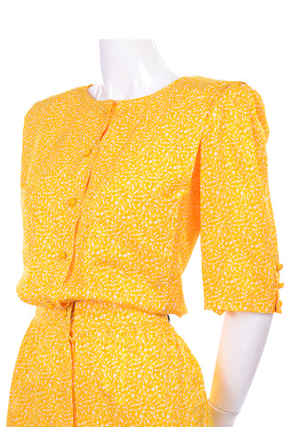 Emanuel Ungaro Parallele Paris Vintage Yellow & White Cotton Dress 80s