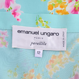 Emanuel Ungaro Floral Silk Vintage Skirt Blue Green