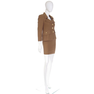 1990s Emanuel Ungaro Parallele Paris Brown Dress and Jacket Suit Outfit