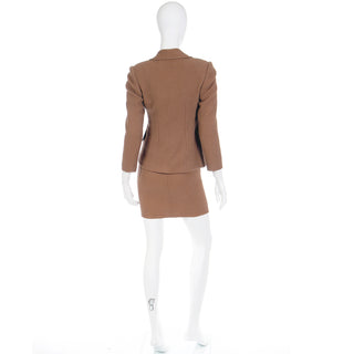 1990s Emanuel Ungaro Parallele Brown Dress and Jacket Suit Outfit XS