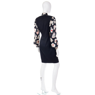 1980s Emanuel Ungaro Parallele Playing Card Print Silk Blouse & Vintage Designer Dress