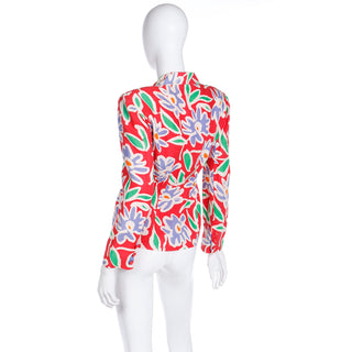 S/S 1992 Emanuel Ungaro Runway Bold Red Floral Abstract Print Blazer