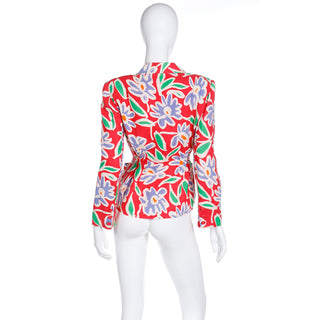 S/S 1992 Emanuel Ungaro Red Floral Abstract Print Blazer Runway Documented