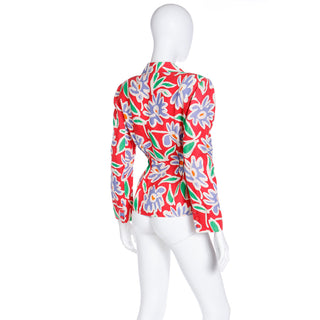 S/S 1992 Emanuel Ungaro Parallele Red Floral Abstract Print Blazer