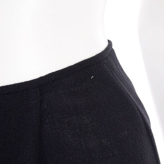 1990s Emanuel Ungro Black Wool Crepe Faux Wrap Midi Skirt