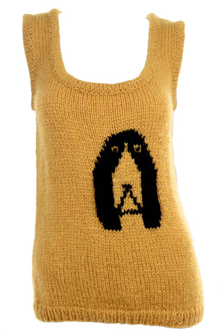 Emilio Lapi 1970's Mustard Dog Sweater Vest