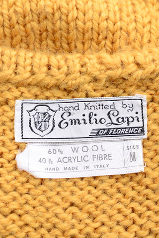 1970's Emilio Lapi Mustard Knit Novelty Dog Sweater Vest