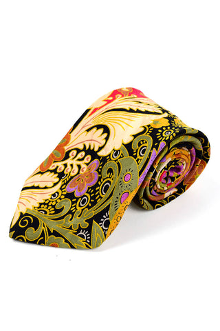 1980s Emilio Ponti Colorful Botanical Silk Men's Necktie